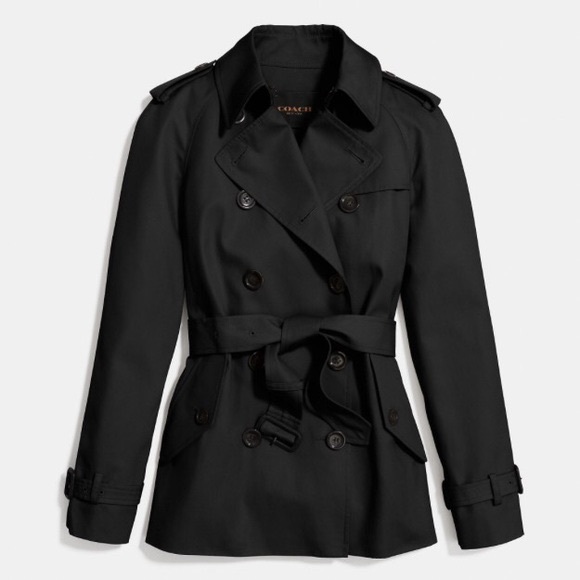 Coach black trench coat with belt. Worn twice. Perfect condition. - Picture 1 of 11